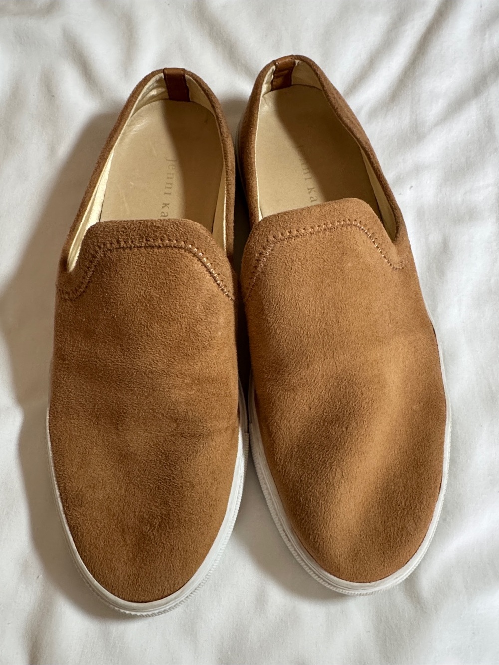 Jenni Kayne Suede Slip-On Mule Sneakers in Camel Brown Sz 41